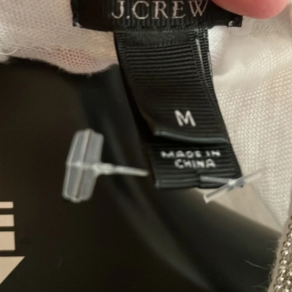 J Crew NWOT M short sleeve tee eggshell white with silver trim